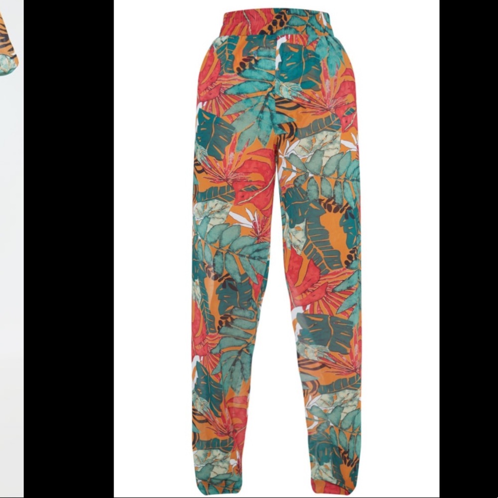 Orange beach pants.